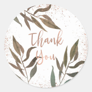 Roze Goud Koper Botanische Glam Moderne Trouwdag Ronde Sticker