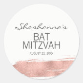 Roze Goud Kwaststreek Bat Mitzvah Sticker (Voorkant)