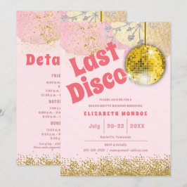 Roze Goud Laatste Disco Retro Glam Meidenavond Kaart