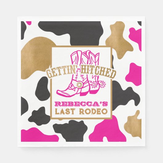 Roze Goud Laatste Rodeo Bachelorette Party Servett Servet (Voorkant)