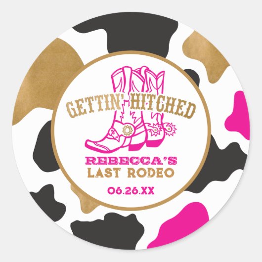 Roze Goud Laatste Rodeo Bachelorette Party Sticker (Voorkant)