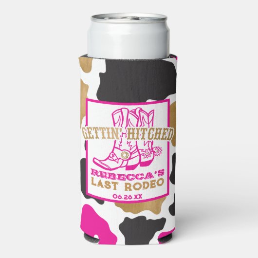 Roze Goud Laatste Rodeo vrijgezellenfeest Seltzer Blikjeskoeler (Seltzer Achterkant)