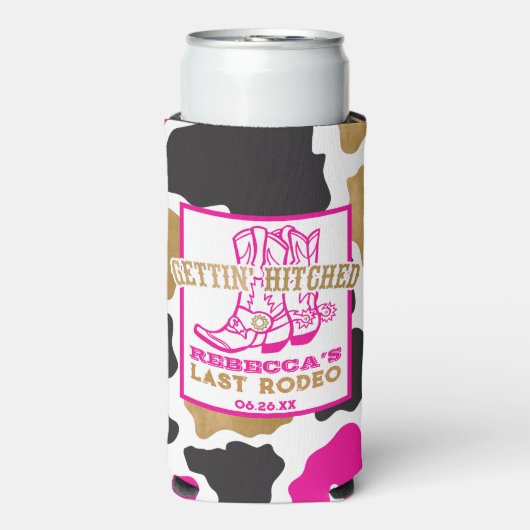 Roze Goud Laatste Rodeo vrijgezellenfeest Seltzer Blikjeskoeler (Seltzer Voorkant)