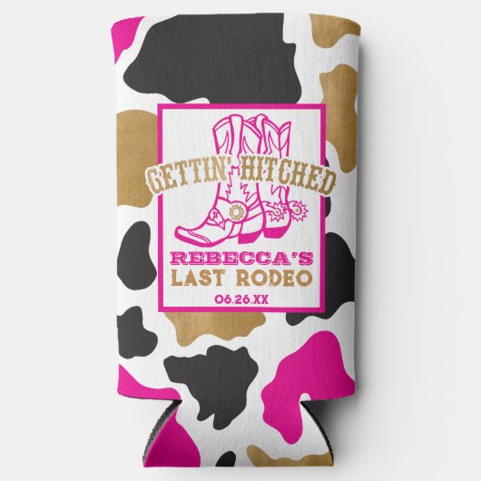 Roze Goud Laatste Rodeo vrijgezellenfeest Seltzer Blikjeskoeler (Voorkant)