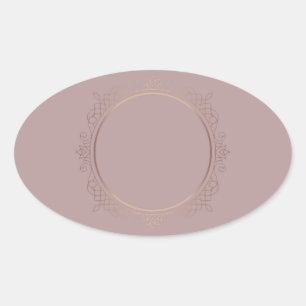 Roze Goud Lege Sjabloon Voeg Uw Tekst Toe Trendy Ovale Sticker