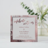 Roze Goud & Lichtgrijze Marmer Vier Feest Met Ons Kaart (Staand voorkant)
