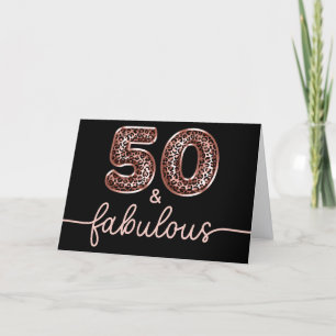 Roze Goud Luipaard Glam Zwart 50 en Fabulous Kaart