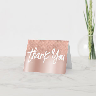 Roze Goud Luxe Zeemeermin Folie Ombre Bedankkaart