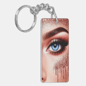 💎 Roze Goud Make-up Glam Voor Schoonheidsliefhebb Sleutelhanger (Voorkant Links)