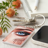 💎 Roze Goud Make-up Glam Voor Schoonheidsliefhebb Sleutelhanger (Voorkant Rechts)