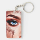 💎 Roze Goud Make-up Glam Voor Schoonheidsliefhebb Sleutelhanger (achterkant)