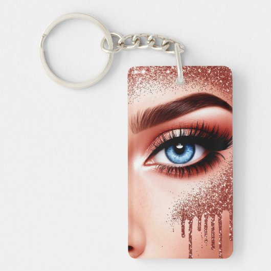 💎 Roze Goud Make-up Glam Voor Schoonheidsliefhebb Sleutelhanger (Voorkant)