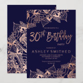 Roze goud marine mandala typografie 30ste verjaard kaart (Voorkant / Achterkant)