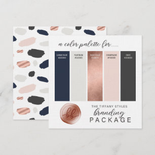 Roze Goud Marineblauw & Blush Kleurenpaletkaart Kaart