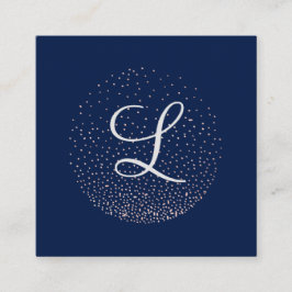 Roze Goud & Marineblauw | Chic Minimalistische Cir Vierkante Visitekaartje