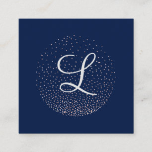 Roze Goud & Marineblauw   Chic Minimalistische Cir Vierkante Visitekaartje