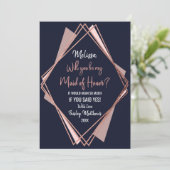 Roze Goud Marineblauw Mauve Geometrisch Hoofd Brui Kaart (Staand voorkant)