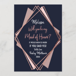 Roze Goud Marineblauw Mauve Geometrisch Hoofd van  Kaart