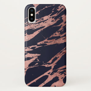 Roze Goud Marineblauw Moderne Chic Marmeren Patroo Case-Mate iPhone Case
