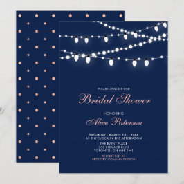 Roze Goud & Marineblauw | Moderne Elegante Bruidsu Kaart