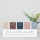 Roze Goud & Marineblauw Trouw Kleurenpalet Kaart (Staand voorkant)