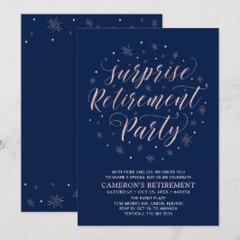 Roze goud & Marineblauw | Verrassingsafscheidspart Kaart
