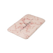 Roze Goud Marmer 8, Glitters, Zwarte Script Naam Badmat (Gekanteld)