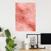 Roze Goud Marmer Abstracte Poster (Thuiskantoor)