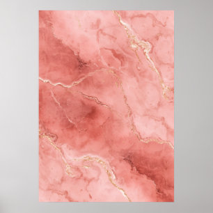 Roze Goud Marmer Abstracte Poster