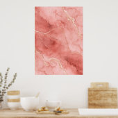 Roze Goud Marmer Abstracte Poster (Keuken)