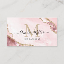 Roze Goud Marmer Agaat Haar Make-up Monogram