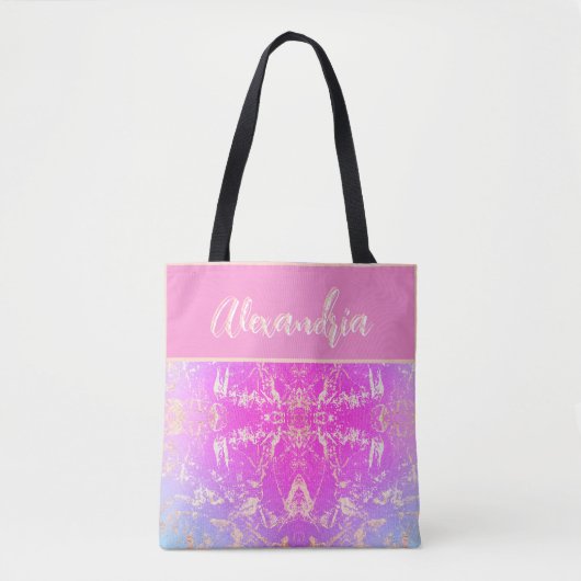 Roze & Goud Marmer  Girly Tote Bag (Voorkant)