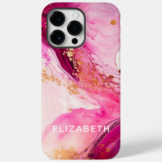 roze goud marmer glitters persoonlijke naam  Case-Mate iPhone 14 pro max hoesje
