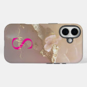 Roze goud marmer goud glitters monogram Case-Mate iPhone case (Achterkant (horizontaal))