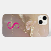 Roze goud marmer goud glitters monogram Case-Mate iPhone case (Achterkant (horizontaal))