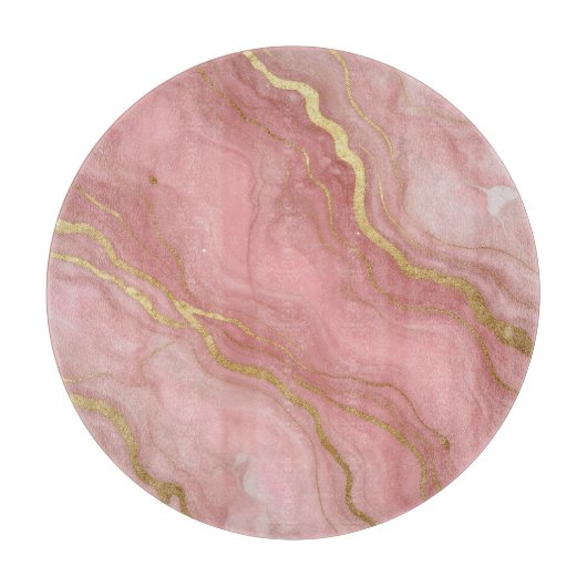 Roze Goud Marmer Luxe Abstract Snijplank (Voorkant)