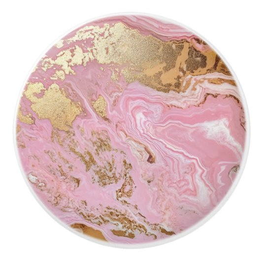 Roze Goud Marmer Patroon Keramische Knop (Voorkant)