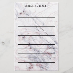 Roze Goud Marmer Werveling & Blush Roze Brons Glam Briefpapier