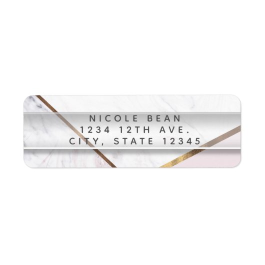 Roze Goud Marmer Werveling & Blush Roze Brons Glam Etiket (Voorkant)