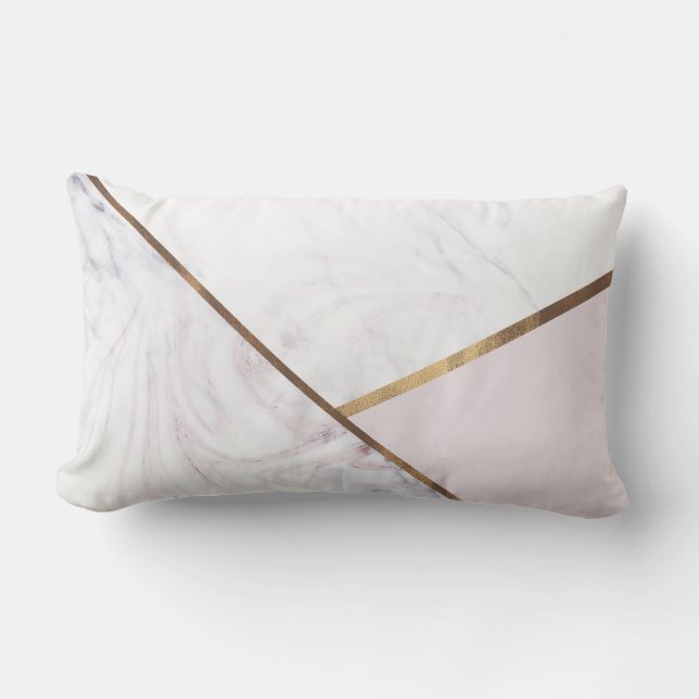 Roze Goud Marmer Werveling & Blush Roze Brons Glam Kussen (Voorkant)