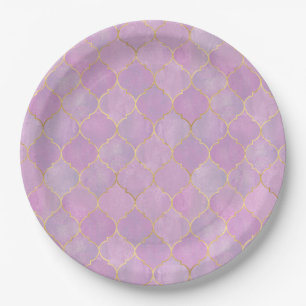 Roze Goud Marokkaans Patroon Papieren Bordje