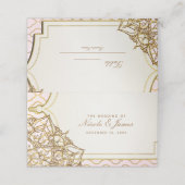 Roze & Goud Marokkaanse Arabische Nachten Tafelnum Plaatskaartje (Buitenkant ongevouwen)