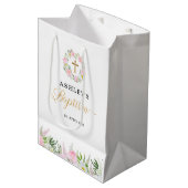 Roze Goud Meisje Doop Medium Cadeauzakje (Voorkant Gekanteld)