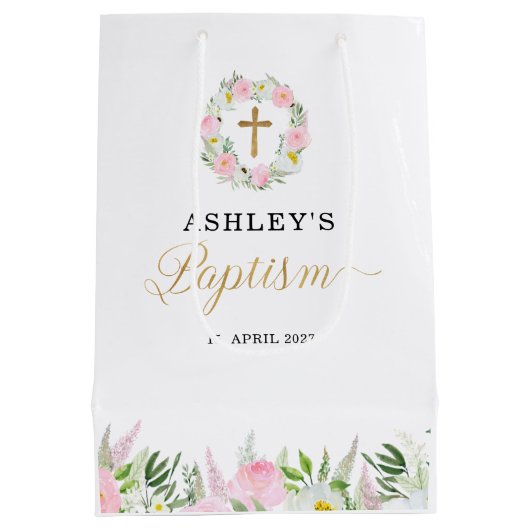 Roze Goud Meisje Doop Medium Cadeauzakje (Achterkant)