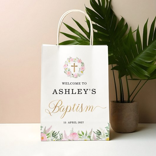 Roze Goud Meisje Doop Medium Cadeauzakje