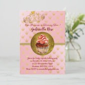 Roze & Goud Meisje Foto Verjaardag Uitnodiging (Staand voorkant)