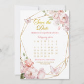 Roze Goud Meisje Quinceañera Save The Date Kalende Kaart (Voorkant)