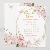 Roze Goud Meisje Quinceañera Save The Date Kalende Kaart (Voorkant / Achterkant)