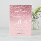 Roze goud meisjesachtige glitters moderne script kaart (Staand voorkant)