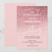 Roze goud meisjesachtige glitters moderne script kaart (Voorkant / Achterkant)